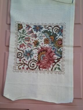Embroidered Floral Panel Home Accent - Pink, Blue & Green